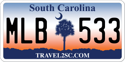 SC license plate MLB533