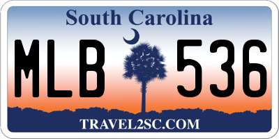 SC license plate MLB536