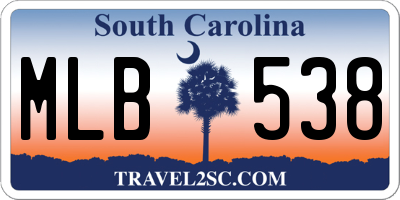 SC license plate MLB538