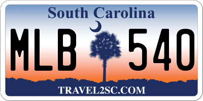 SC license plate MLB540
