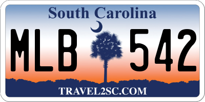SC license plate MLB542
