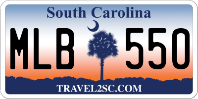 SC license plate MLB550