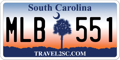 SC license plate MLB551