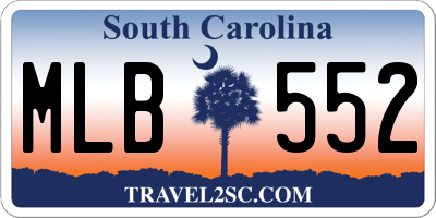 SC license plate MLB552