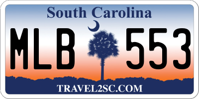 SC license plate MLB553