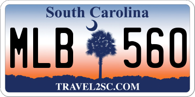 SC license plate MLB560