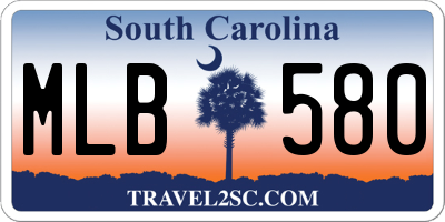 SC license plate MLB580