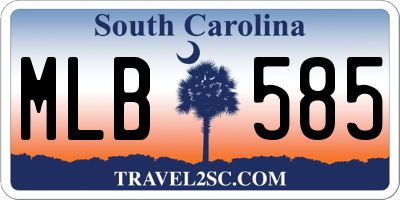 SC license plate MLB585