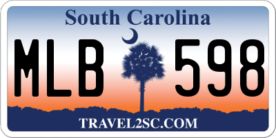 SC license plate MLB598