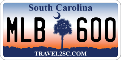 SC license plate MLB600