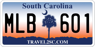 SC license plate MLB601