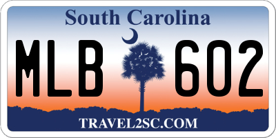 SC license plate MLB602