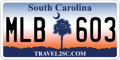 SC license plate MLB603