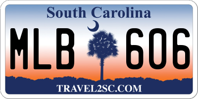 SC license plate MLB606