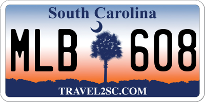 SC license plate MLB608