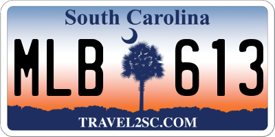 SC license plate MLB613