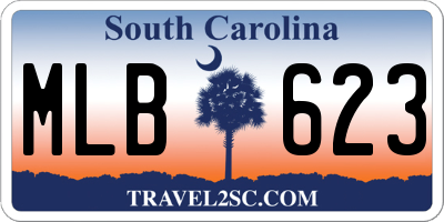 SC license plate MLB623