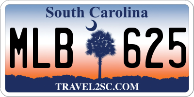 SC license plate MLB625