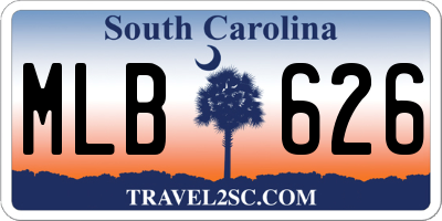 SC license plate MLB626