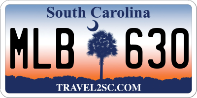SC license plate MLB630