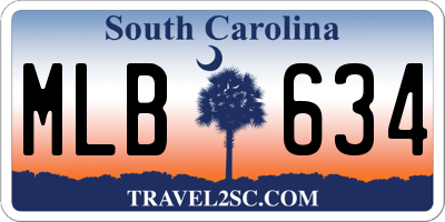 SC license plate MLB634