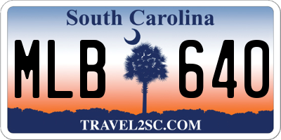 SC license plate MLB640