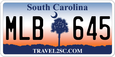 SC license plate MLB645