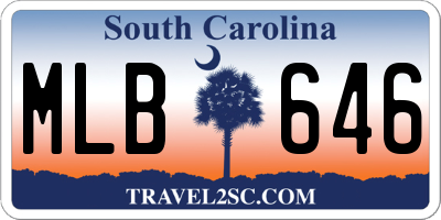 SC license plate MLB646