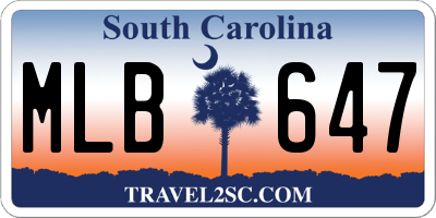 SC license plate MLB647