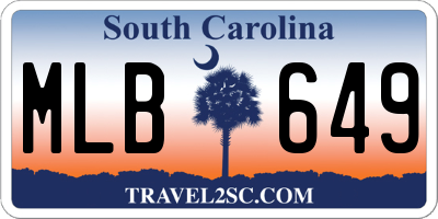 SC license plate MLB649