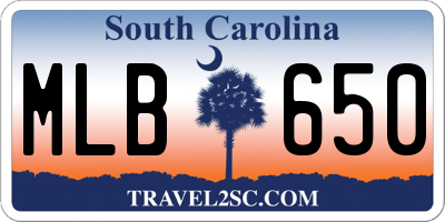 SC license plate MLB650