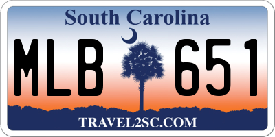 SC license plate MLB651