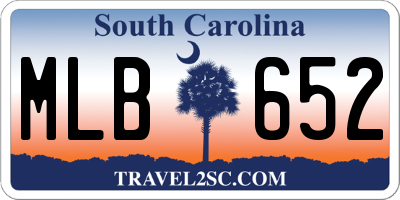 SC license plate MLB652
