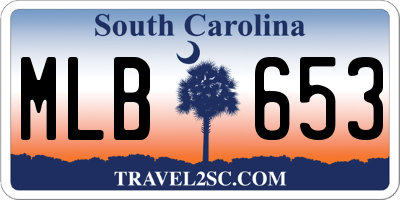 SC license plate MLB653