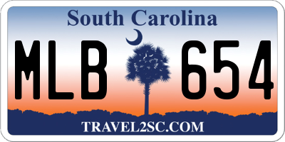 SC license plate MLB654