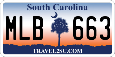 SC license plate MLB663