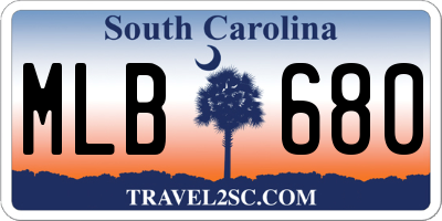 SC license plate MLB680