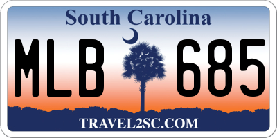 SC license plate MLB685