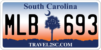 SC license plate MLB693