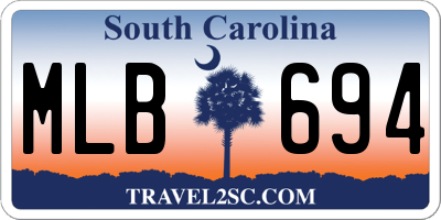 SC license plate MLB694