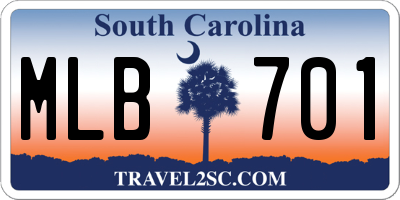 SC license plate MLB701
