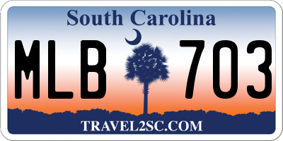SC license plate MLB703