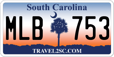 SC license plate MLB753