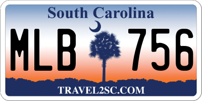 SC license plate MLB756