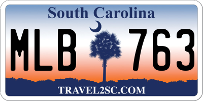 SC license plate MLB763