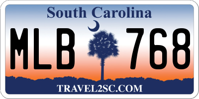 SC license plate MLB768