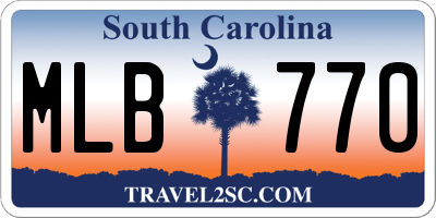 SC license plate MLB770