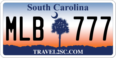 SC license plate MLB777