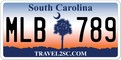 SC license plate MLB789
