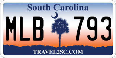 SC license plate MLB793